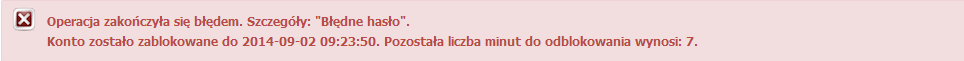 Komunikat o zablokowaniu konta