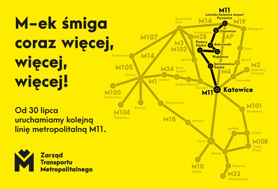 Grafika artykułu: Metrolinia M11 połączy kolejne gminy z portem lotniczym. Wyruszy w trasę 30 lipca