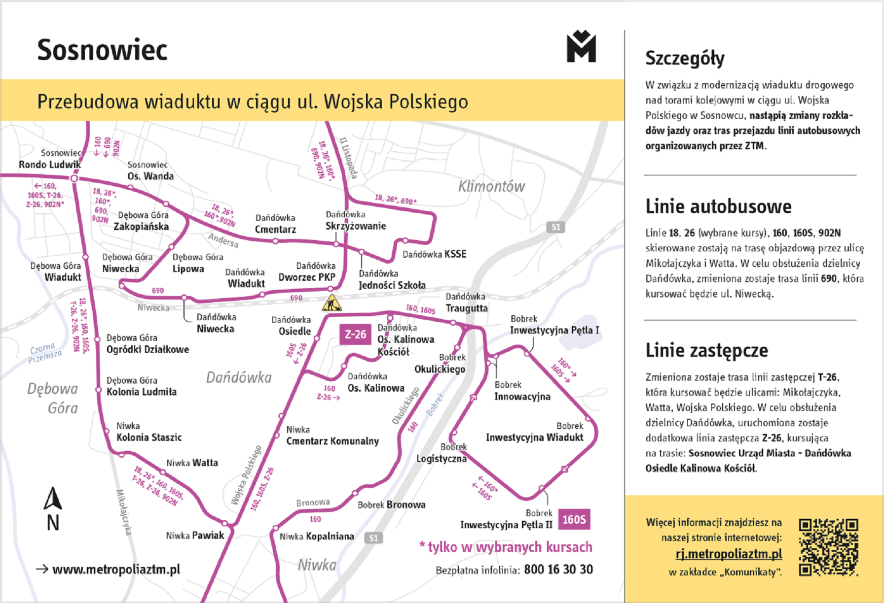 Grafika artykułu: Wstrzymanie ruchu na ul. Wojska Polskiego i zmiany w komunikacji miejskiej
